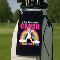 I'm Ready To Crush Kindergarten Unicorn Rainbow Golf Towel thumb 2