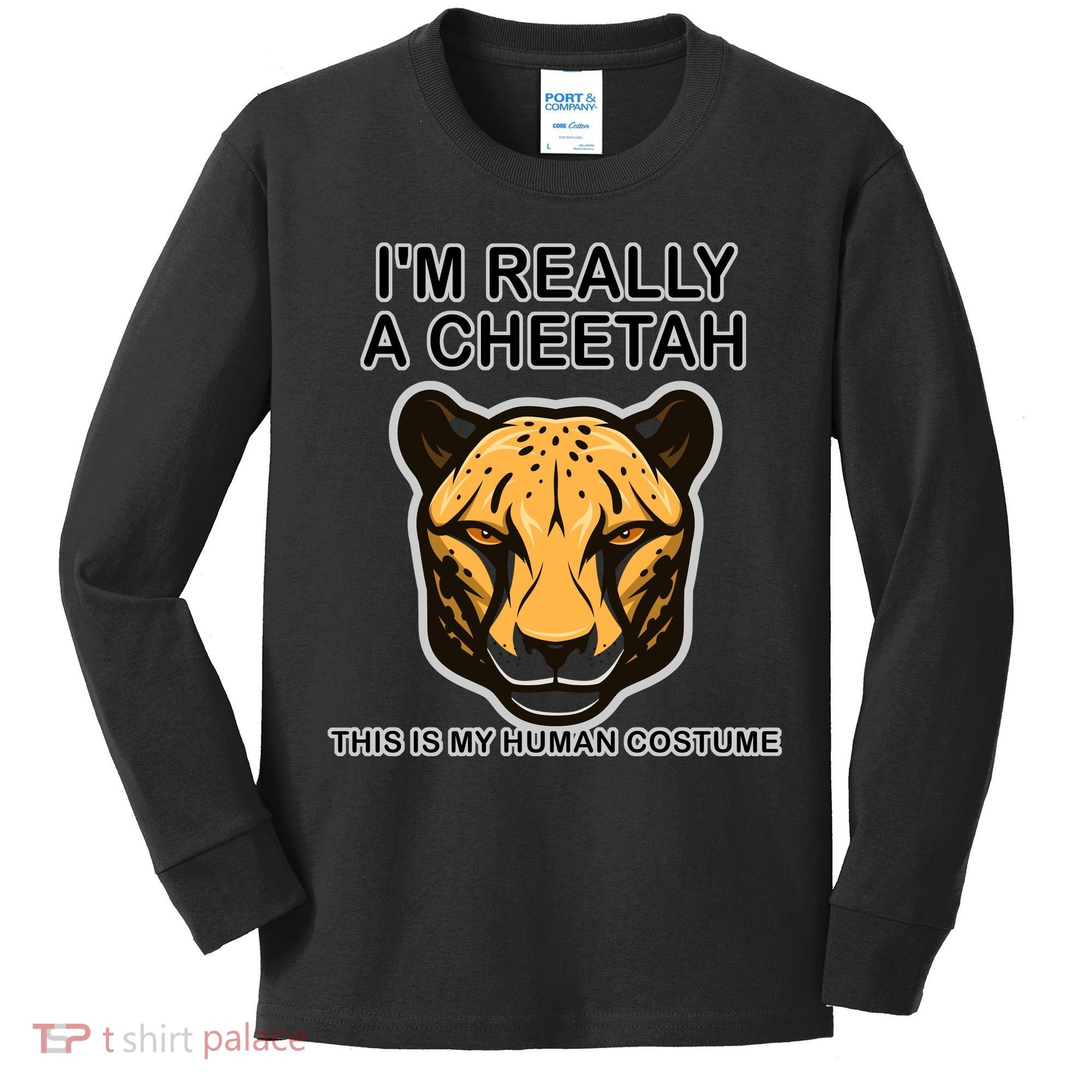 I'm Really A Cheetah Human Costume Kids Long Sleeve Shirt