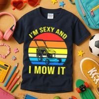 I'm Sexy And I Mow It Kids T-Shirt thumb 3