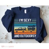 I'm Sexy And Outdoorsy Retro Road Trip Camper Sweatshirt thumb 2
