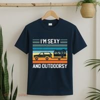 I'm Sexy And Outdoorsy Retro Road Trip Camper T-Shirt thumb 2