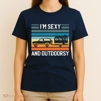 I'm Sexy And Outdoorsy Retro Road Trip Camper T-Shirt thumb 4