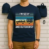 I'm Sexy And Outdoorsy Retro Road Trip Camper T-Shirt thumb 6
