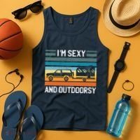 I'm Sexy And Outdoorsy Retro Road Trip Camper Tank Top thumb 4