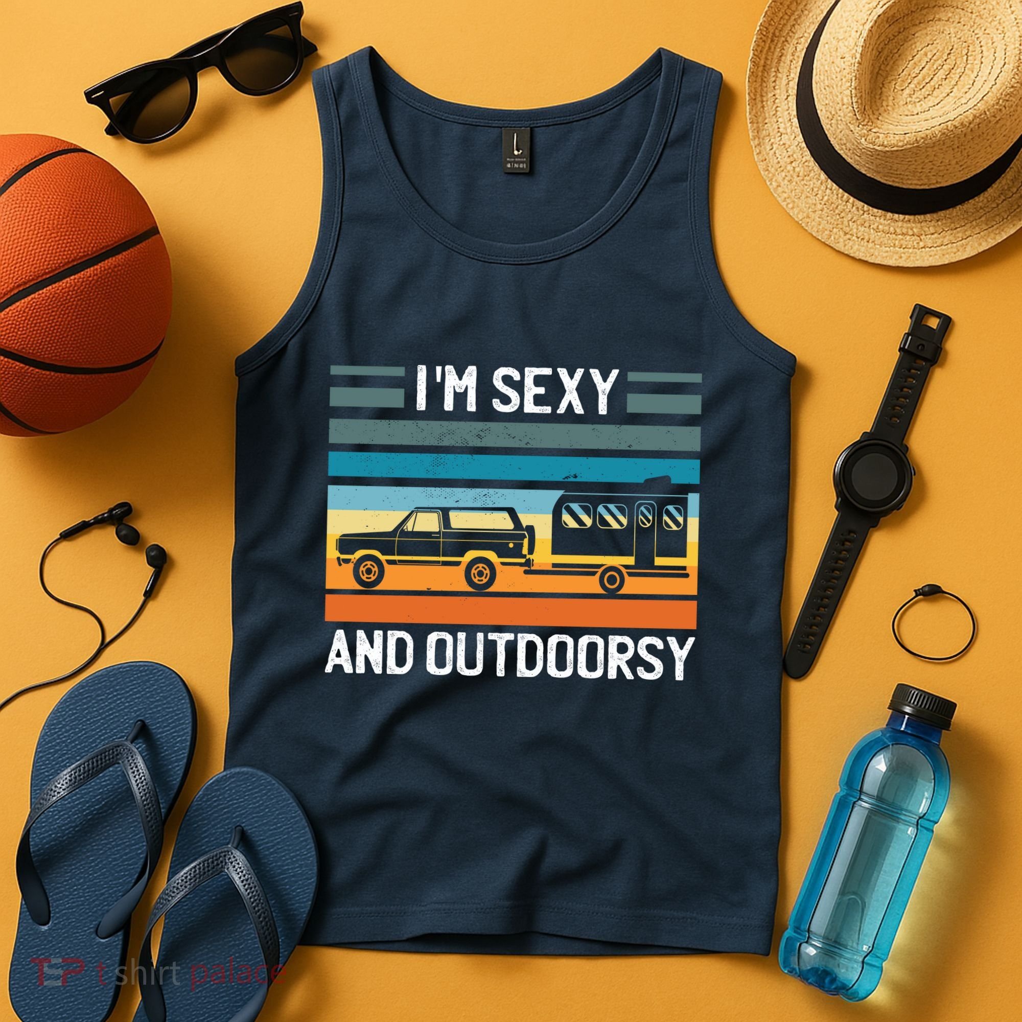 I'm Sexy And Outdoorsy Retro Road Trip Camper Tank Top