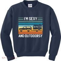 I'm Sexy And Outdoorsy Retro Road Trip Camper Kids Sweatshirt thumb 0
