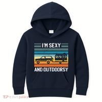 I'm Sexy And Outdoorsy Retro Road Trip Camper Kids Hoodie thumb 0