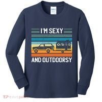 I'm Sexy And Outdoorsy Retro Road Trip Camper Kids Long Sleeve Shirt thumb 0