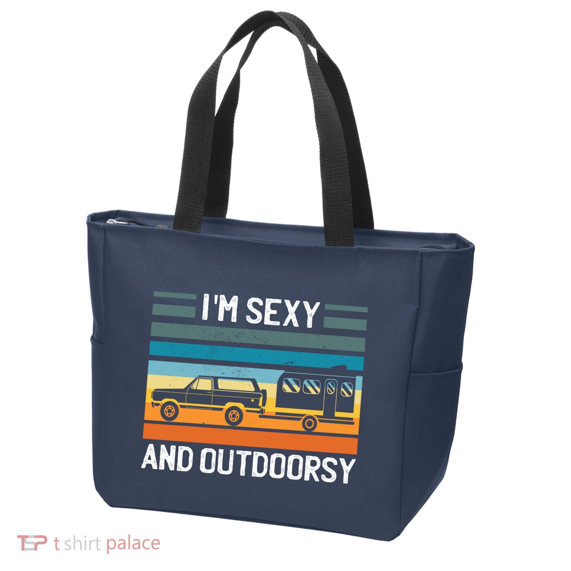 I'm Sexy And Outdoorsy Retro Road Trip Camper Tote Bag