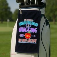 I'm Smiling Under The Mask & Hugging You In My Heart Golf Towel thumb 2
