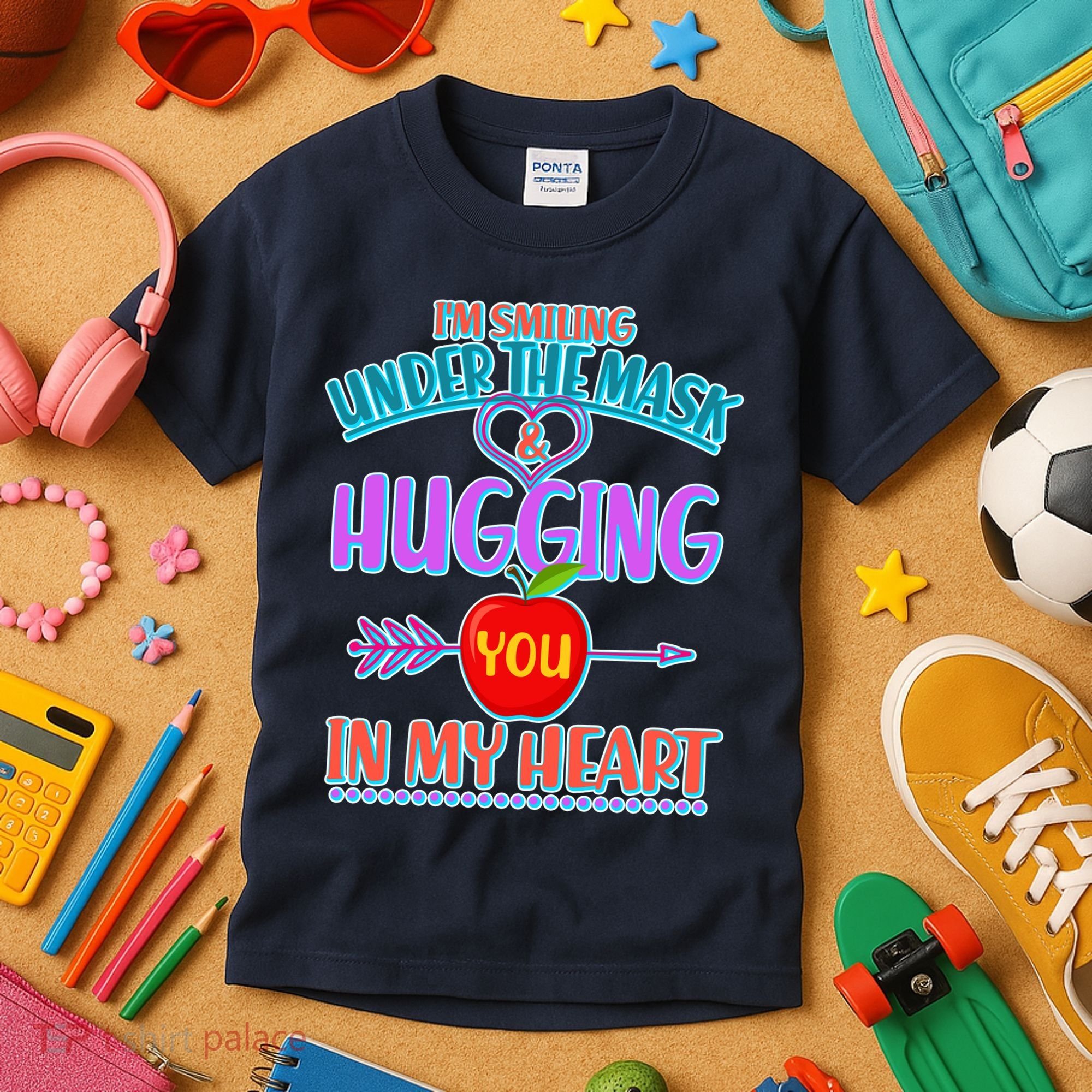 I'm Smiling Under The Mask & Hugging You In My Heart Kids T-Shirt