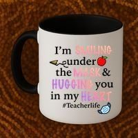 I'm Smiling Under The Mask Hugging You In My Heart Coffee Mug thumb 2