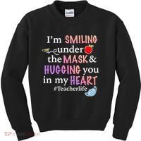 I'm Smiling Under The Mask Hugging You In My Heart Kids Sweatshirt thumb 0
