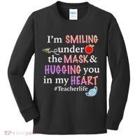 I'm Smiling Under The Mask Hugging You In My Heart Kids Long Sleeve Shirt thumb 0