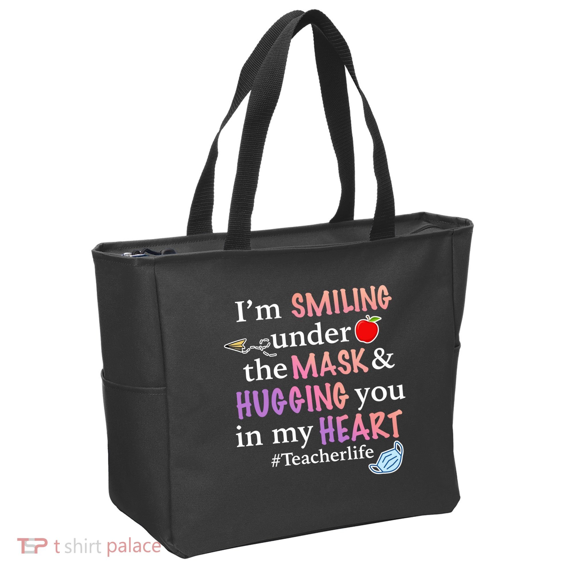 I'm Smiling Under The Mask Hugging You In My Heart Tote Bag