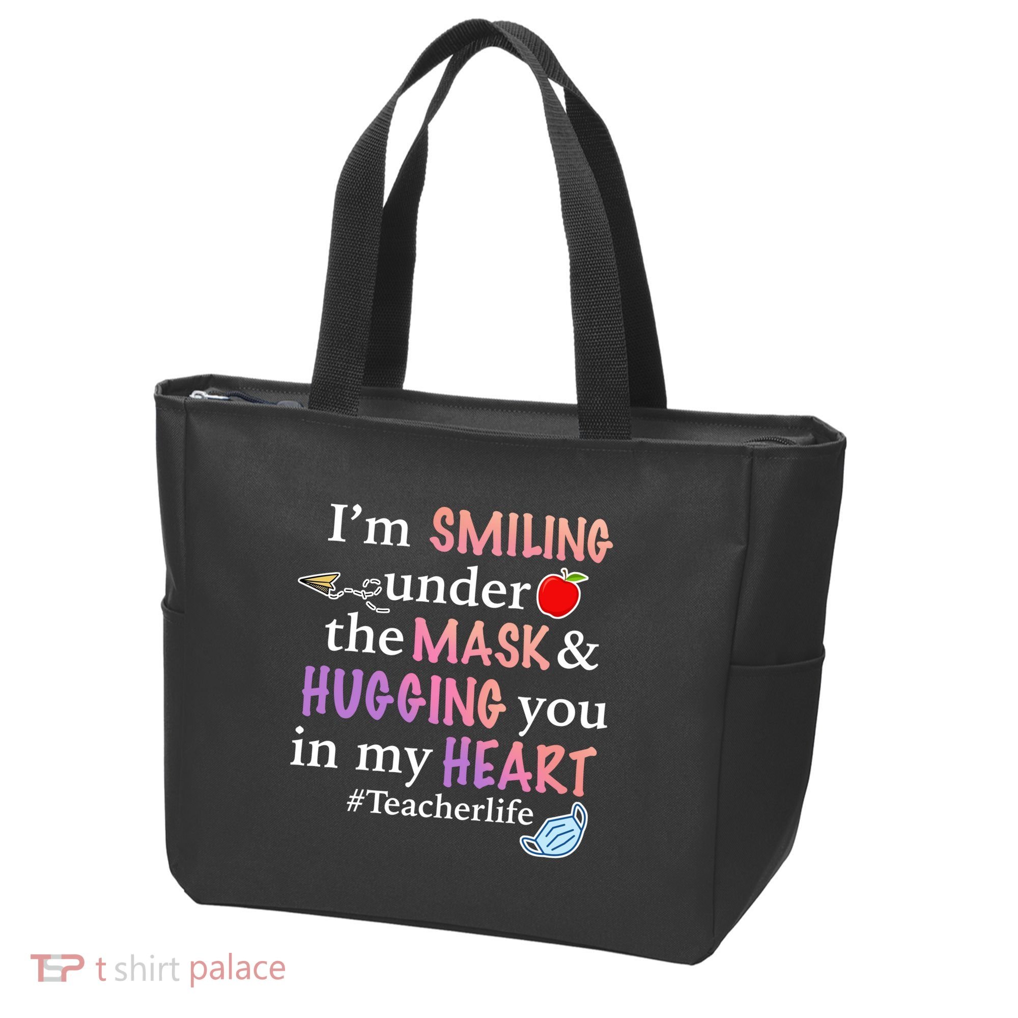 I'm Smiling Under The Mask Hugging You In My Heart Tote Bag