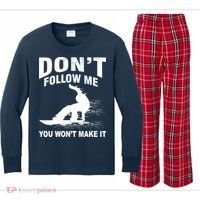 I'm Snowboarding Don't Follow Me You Won't Make It Kids Long Sleeve Plaid Pajama Set thumb 0