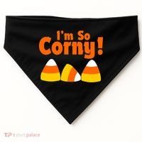 I'm So Corny Candy Corn Halloween USA-Made Doggie Bandana thumb 0