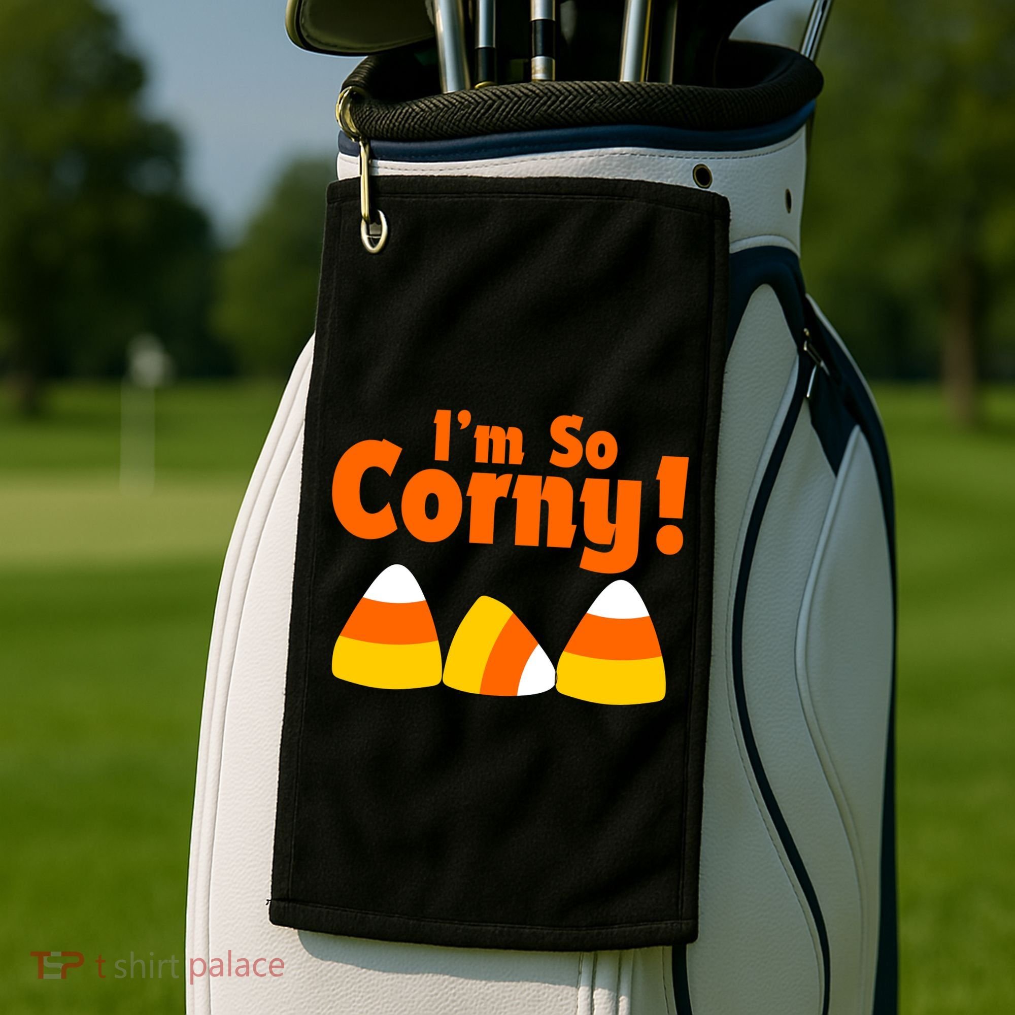 I'm So Corny Candy Corn Halloween Golf Towel