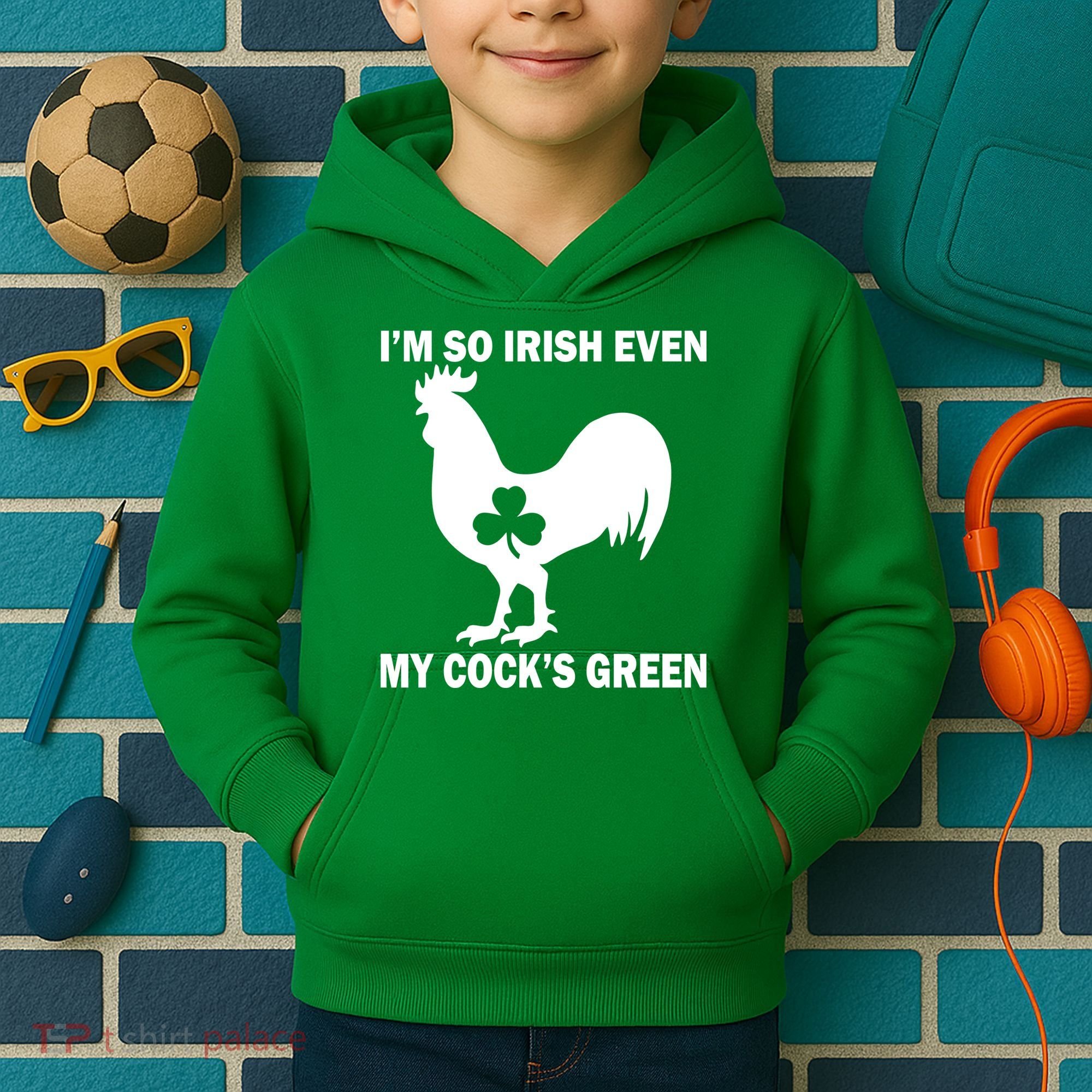 I'm So Irish My Cock's Green Funny St. Patrick's Day Kids Hoodie