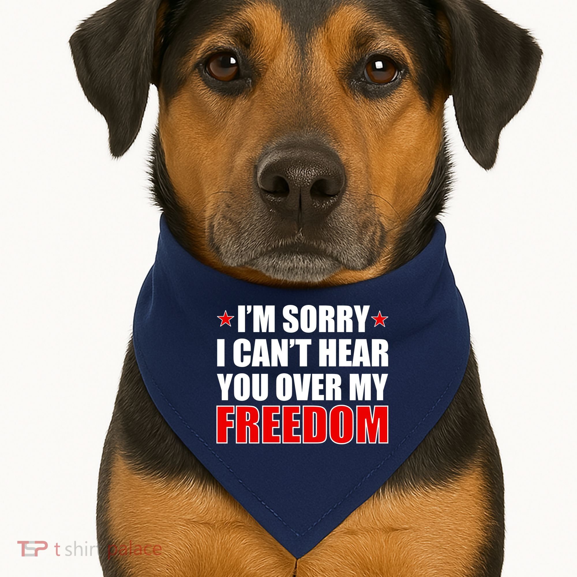 I'm Sorry I Can't Hear You Over My Freedom USA USA-Made Doggie Bandana
