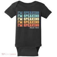 I'm Speaking pattern Kamala Harris Madam Vice President Baby Bodysuit thumb 0