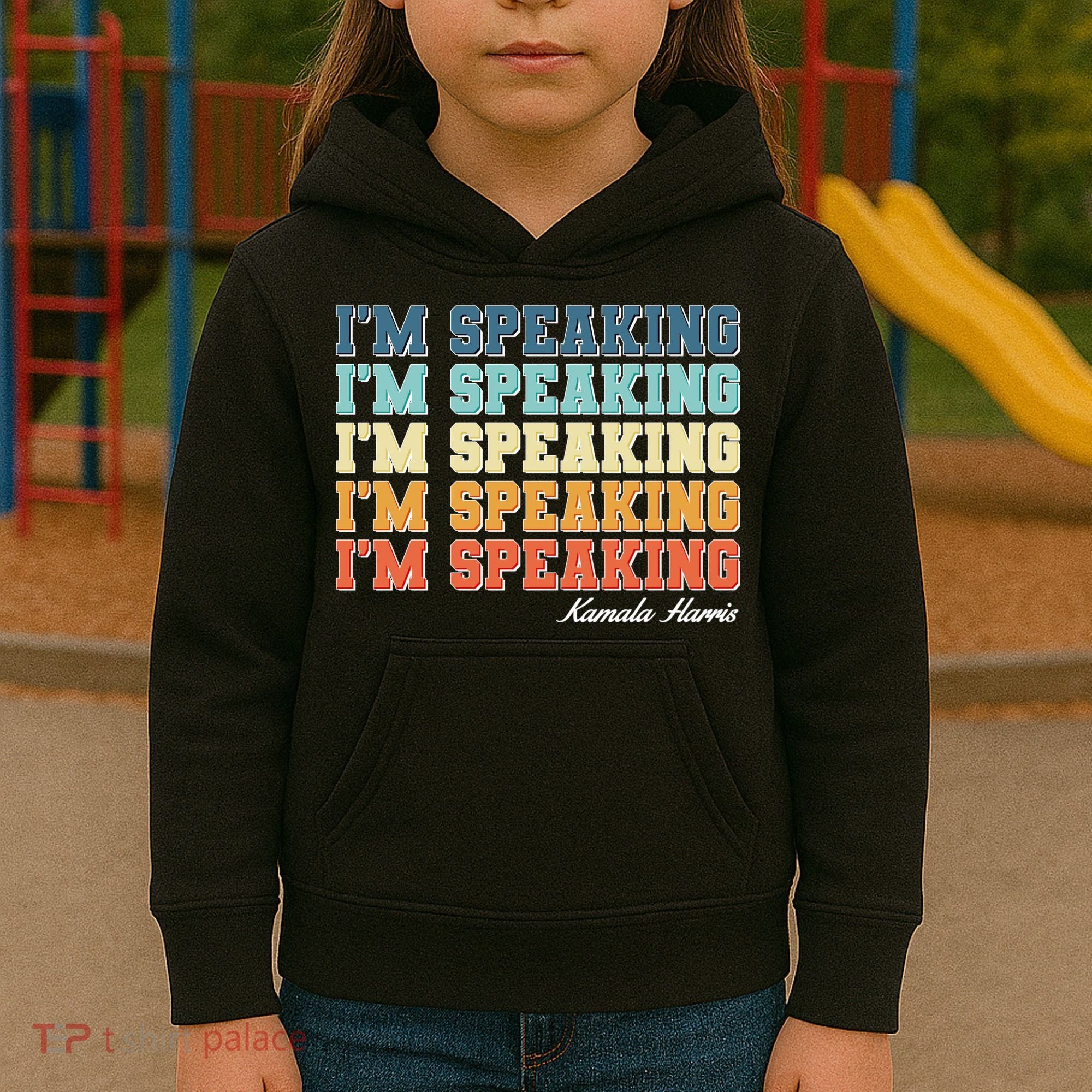 I'm Speaking pattern Kamala Harris Madam Vice President Kids Hoodie