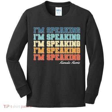 I'm Speaking pattern Kamala Harris Madam Vice President Kids Long Sleeve Shirt