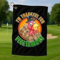 I'm Thankful For Vegetarians Funny Thanksgiving Golf Towel thumb 1