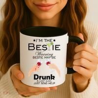 I'm The Bestie Warning Drunk Lost Just Send Help Coffee Mug thumb 3