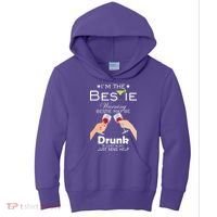 I'm The Bestie Warning Drunk Lost Just Send Help Kids Hoodie thumb 0