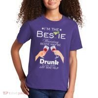 I'm The Bestie Warning Drunk Lost Just Send Help Kids T-Shirt thumb 2