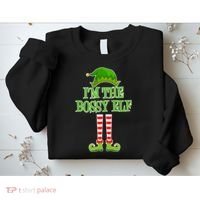 I'm The Bossy Elf Matching Family Christmas Sweatshirt thumb 2