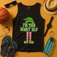 I'm The Bossy Elf Matching Family Christmas Tank Top thumb 4