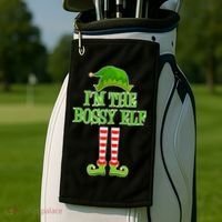 I'm The Bossy Elf Matching Family Christmas Golf Towel thumb 2