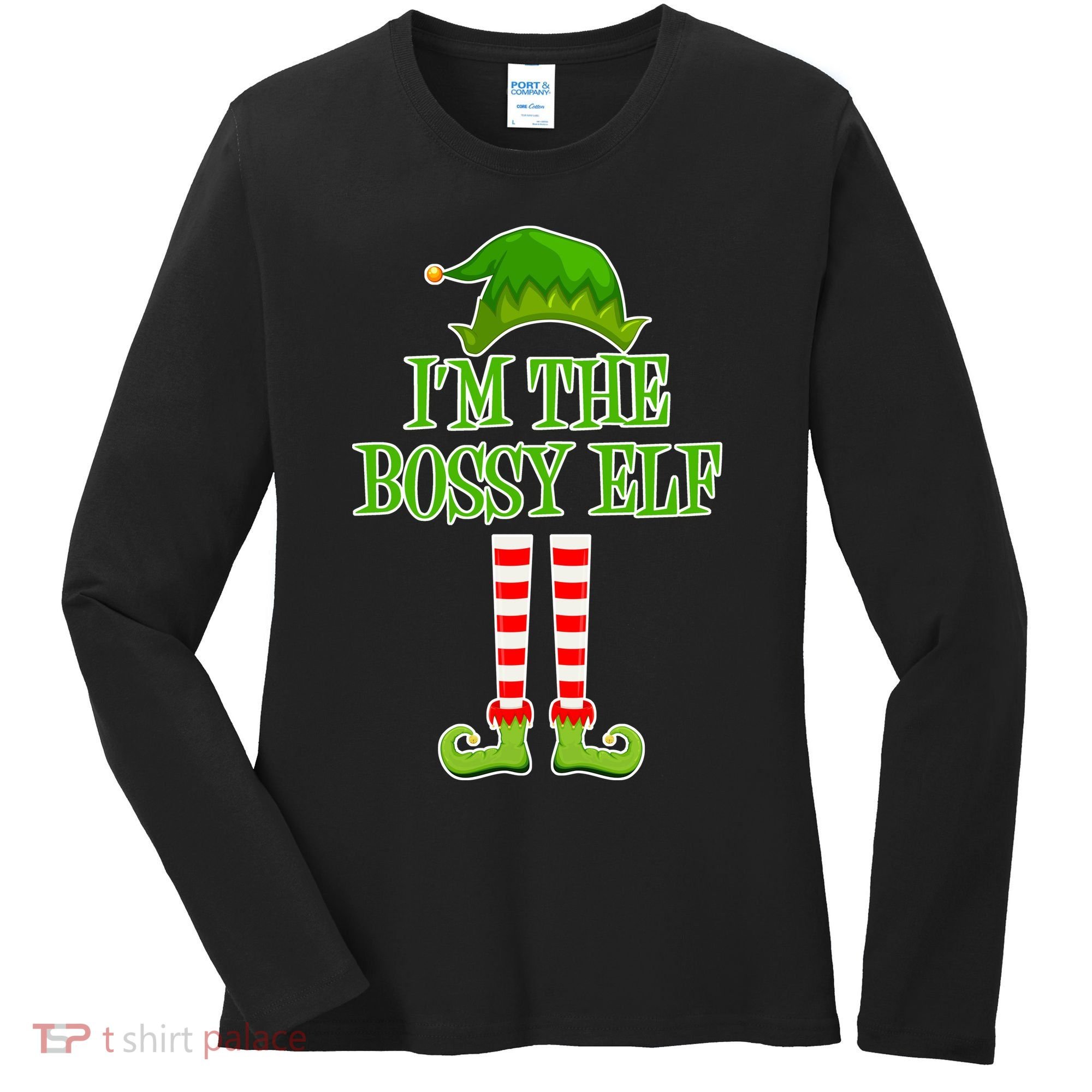 I'm The Bossy Elf Matching Family Christmas Women's Long Sleeve Shirt
