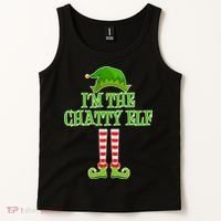 I'm The Chatty Elf Matching Family Christmas Tank Top thumb 2