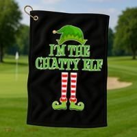 I'm The Chatty Elf Matching Family Christmas Golf Towel thumb 1