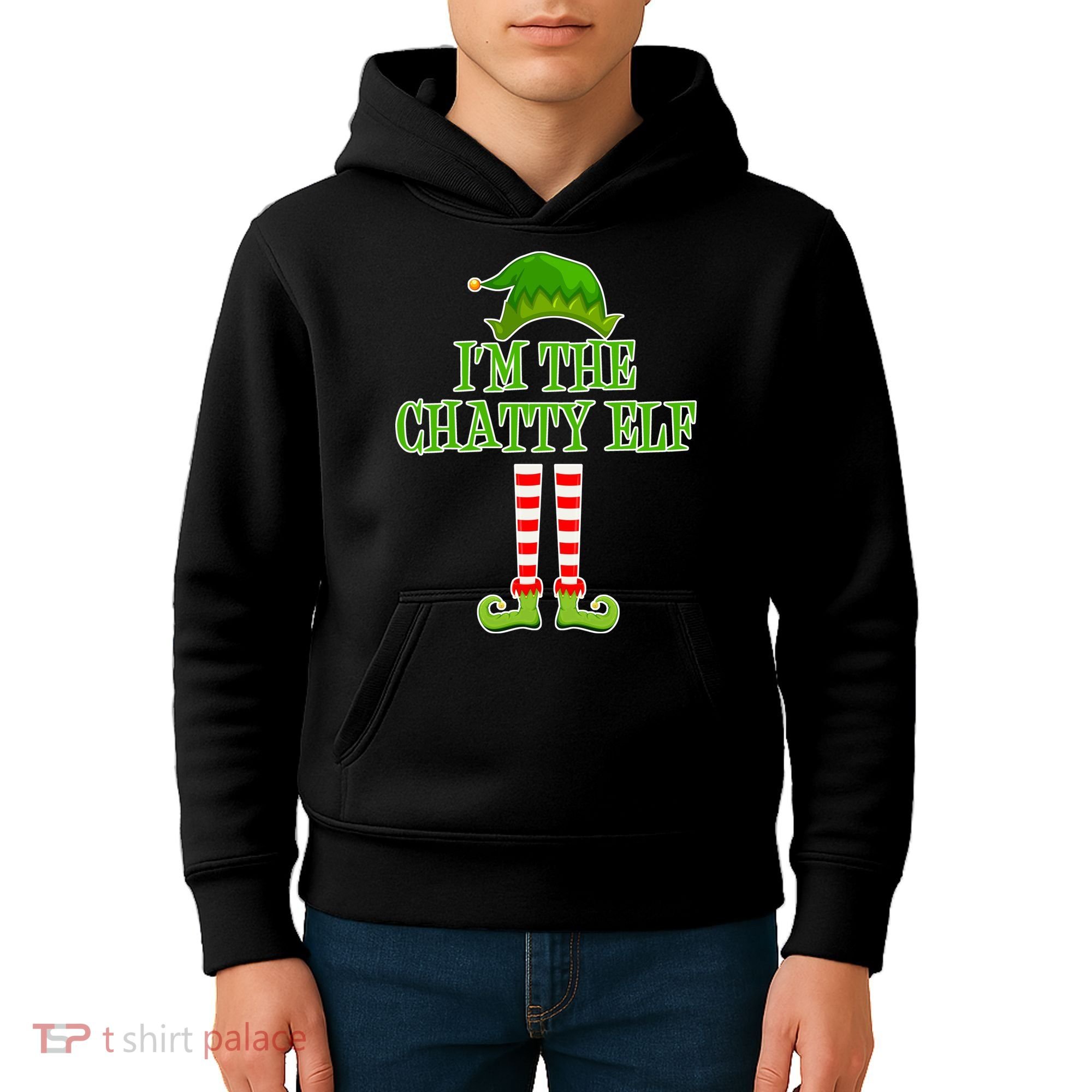 I'm The Chatty Elf Matching Family Christmas Kids Hoodie