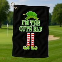I'm The Cute Elf Matching Family Christmas Golf Towel thumb 1