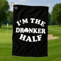 I'm The Drunker Half Irish Shamrock St. Patrick's Day Golf Towel thumb 1