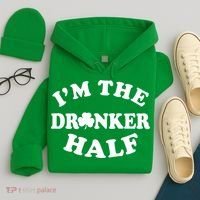I'm The Drunker Half Irish Shamrock St. Patrick's Day Hoodie thumb 4