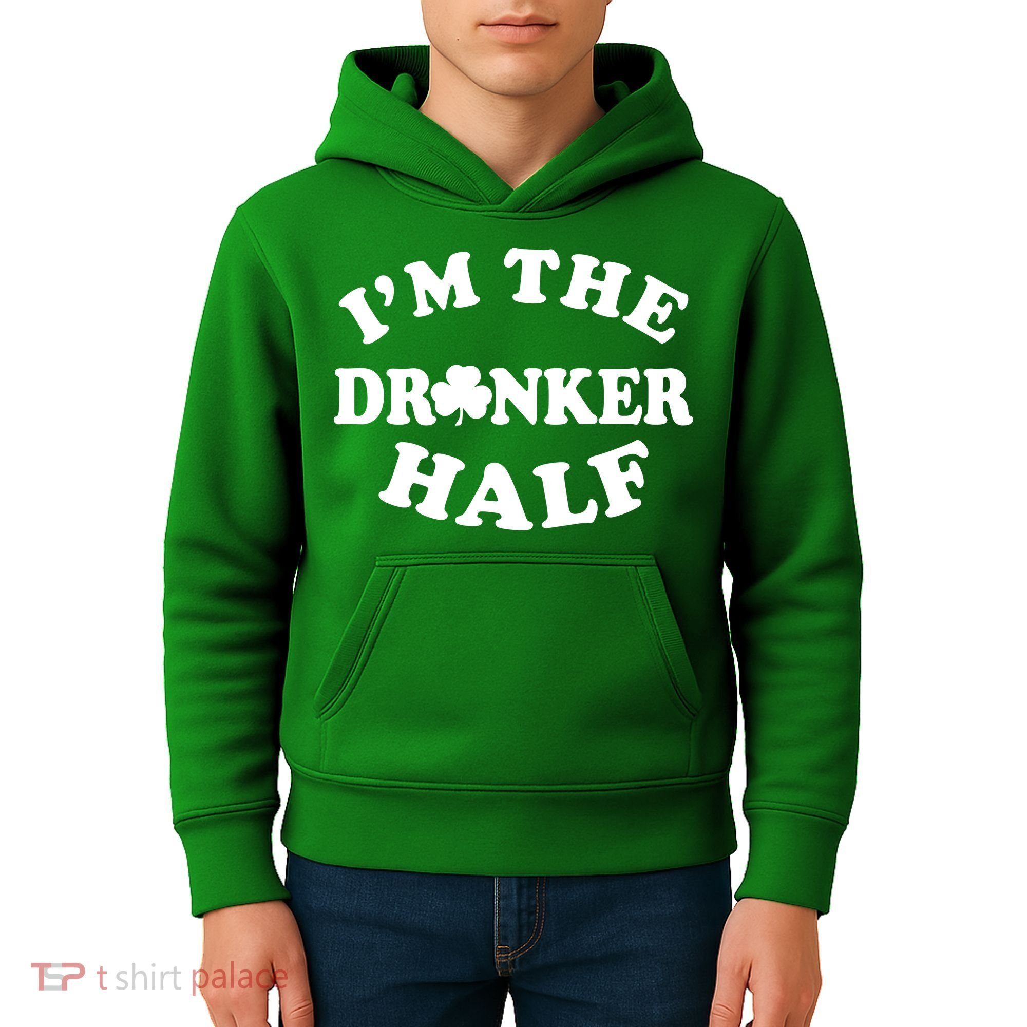 I'm The Drunker Half Irish Shamrock St. Patrick's Day Kids Hoodie