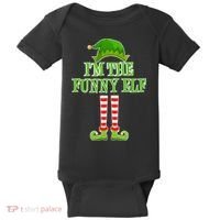 I'm The Funny Elf Matching Family Christmas Baby Bodysuit thumb 0