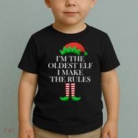 I'm The Oldest Elf I Make The Rules Matching Christmas Toddler T-Shirt thumb 2