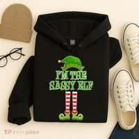 I'm The Sassy Elf Matching Family Christmas Hoodie thumb 4