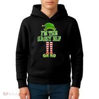 I'm The Sassy Elf Matching Family Christmas Kids Hoodie thumb 4