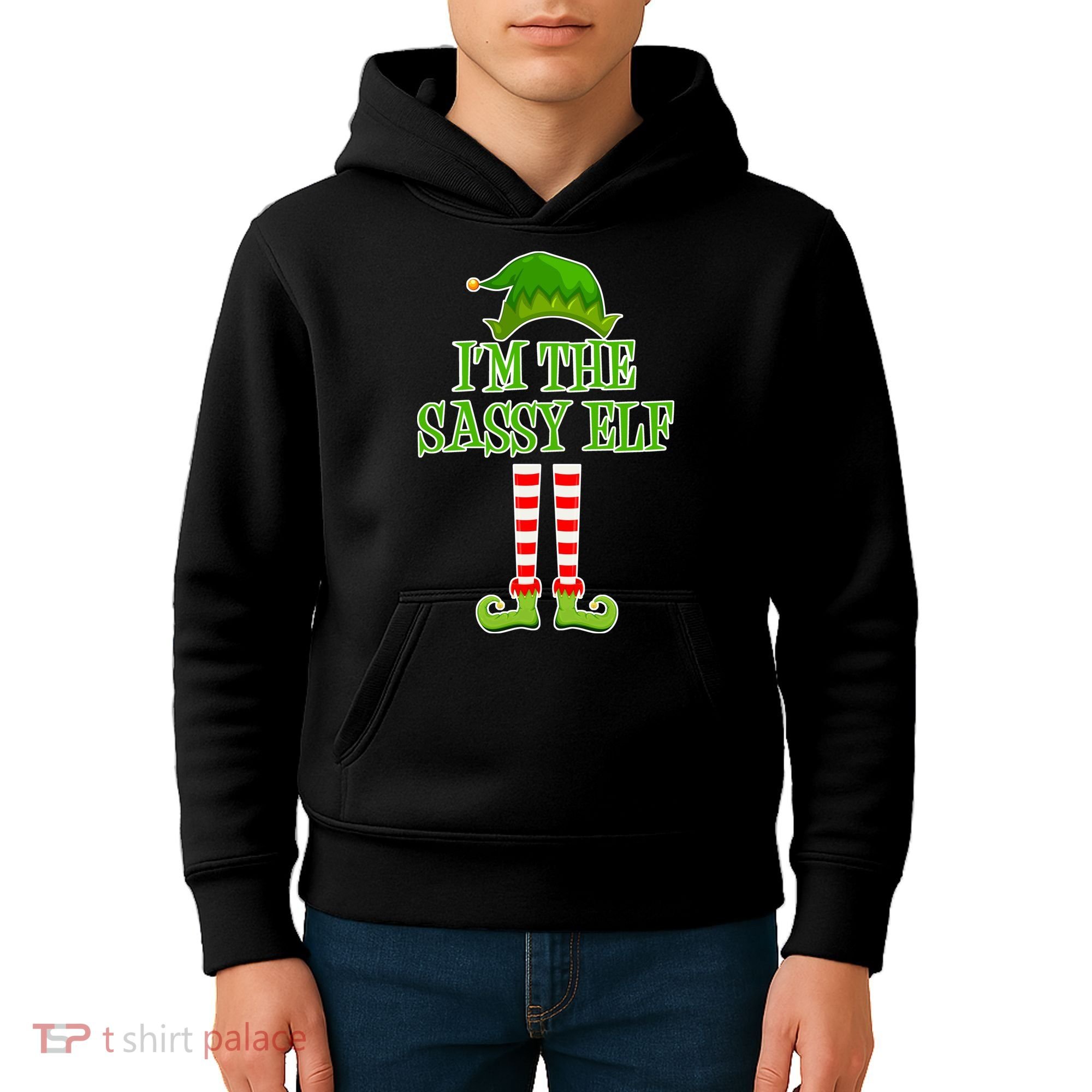 I'm The Sassy Elf Matching Family Christmas Kids Hoodie