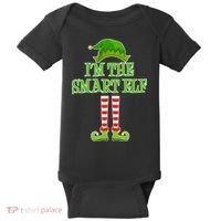 I'm The Smart Elf Matching Family Christmas Baby Bodysuit thumb 0