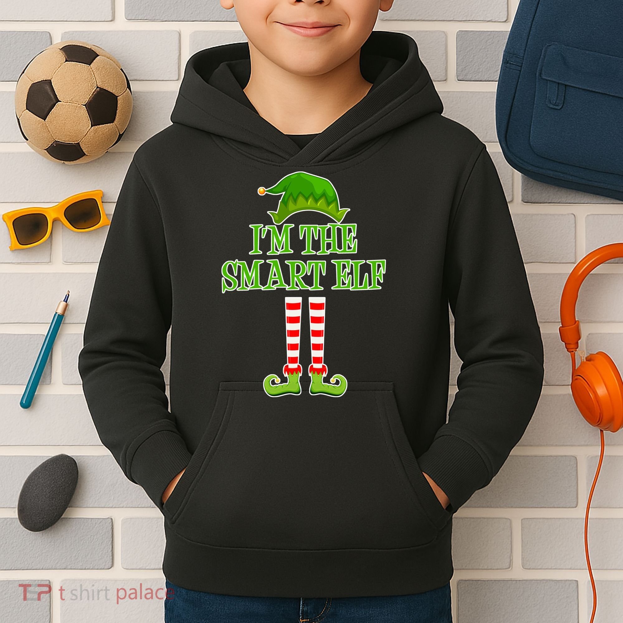 I'm The Smart Elf Matching Family Christmas Kids Hoodie